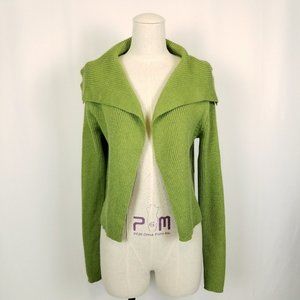 Eileen Fisher Merino Wool Open Front Cardigan Shrug Green Sz S